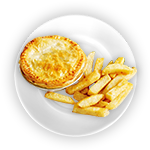 Steak Pie Served With Chips 